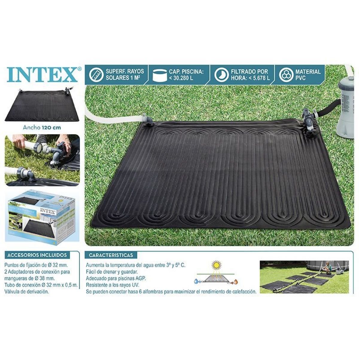 Солнечный нагреватель воды 119x119 см для бассейна до 8000 л INTEX 28685 Солнечный нагреватель воды 119x119 см для бассейна до 8000 л INTEX 28685